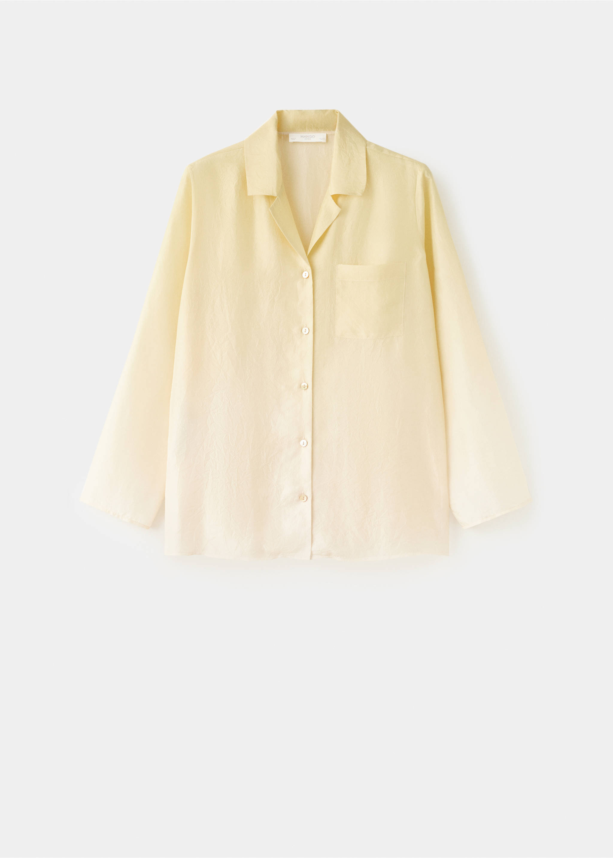 Cămașă din mătase cu efect uzat - Articol fără model, Galben pastelat. Ref: 27083313-00.