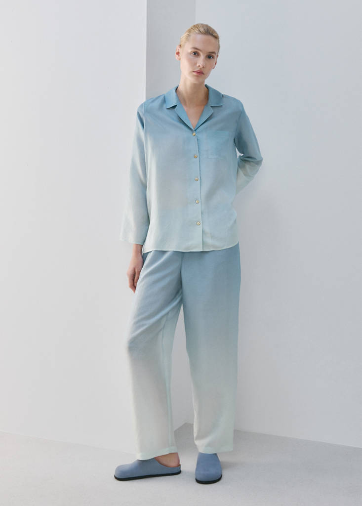 Ombre silk shirt — Blue