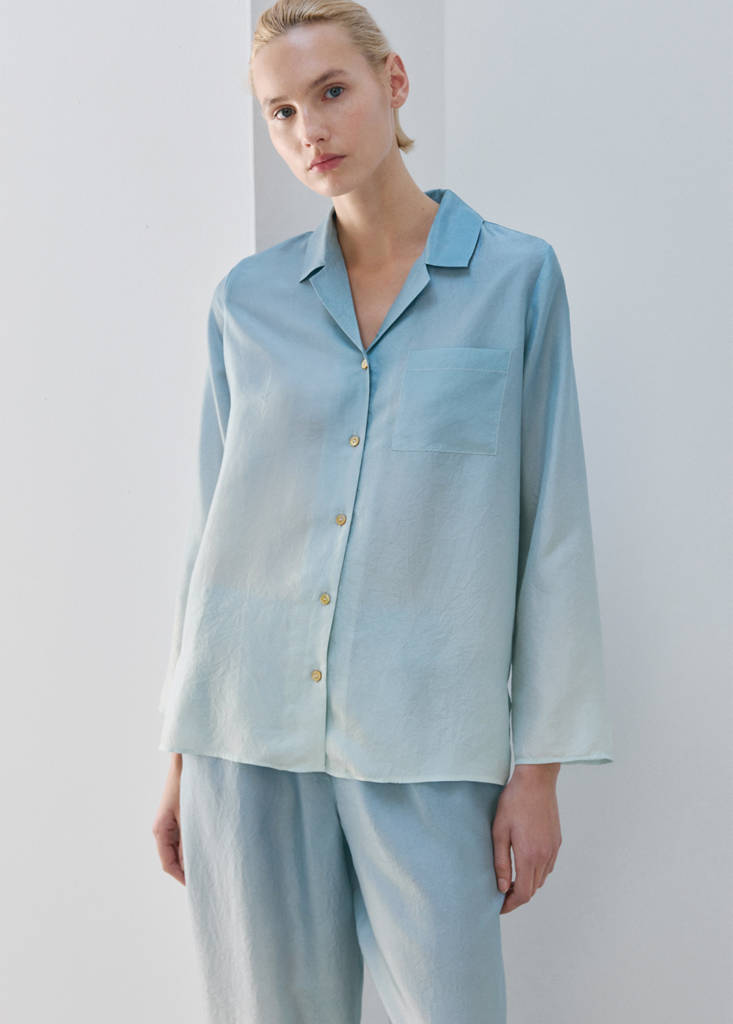 Ombre silk shirt — Blue
