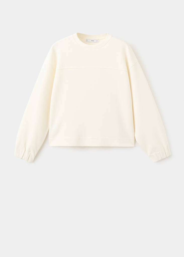 Ruched sleeve sweatshirt — Ecru