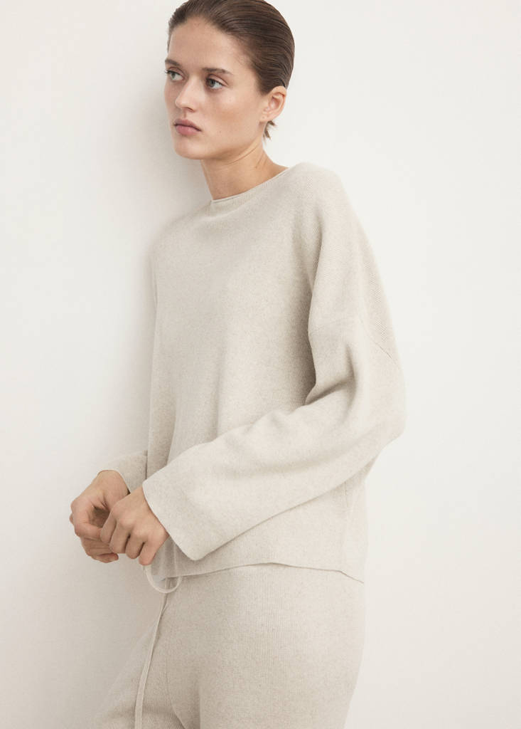 Fluid sweatshirt in cotton-linen fabric