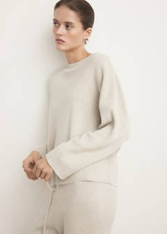 Fluid sweatshirt in cotton-linen fabric — Beige 1