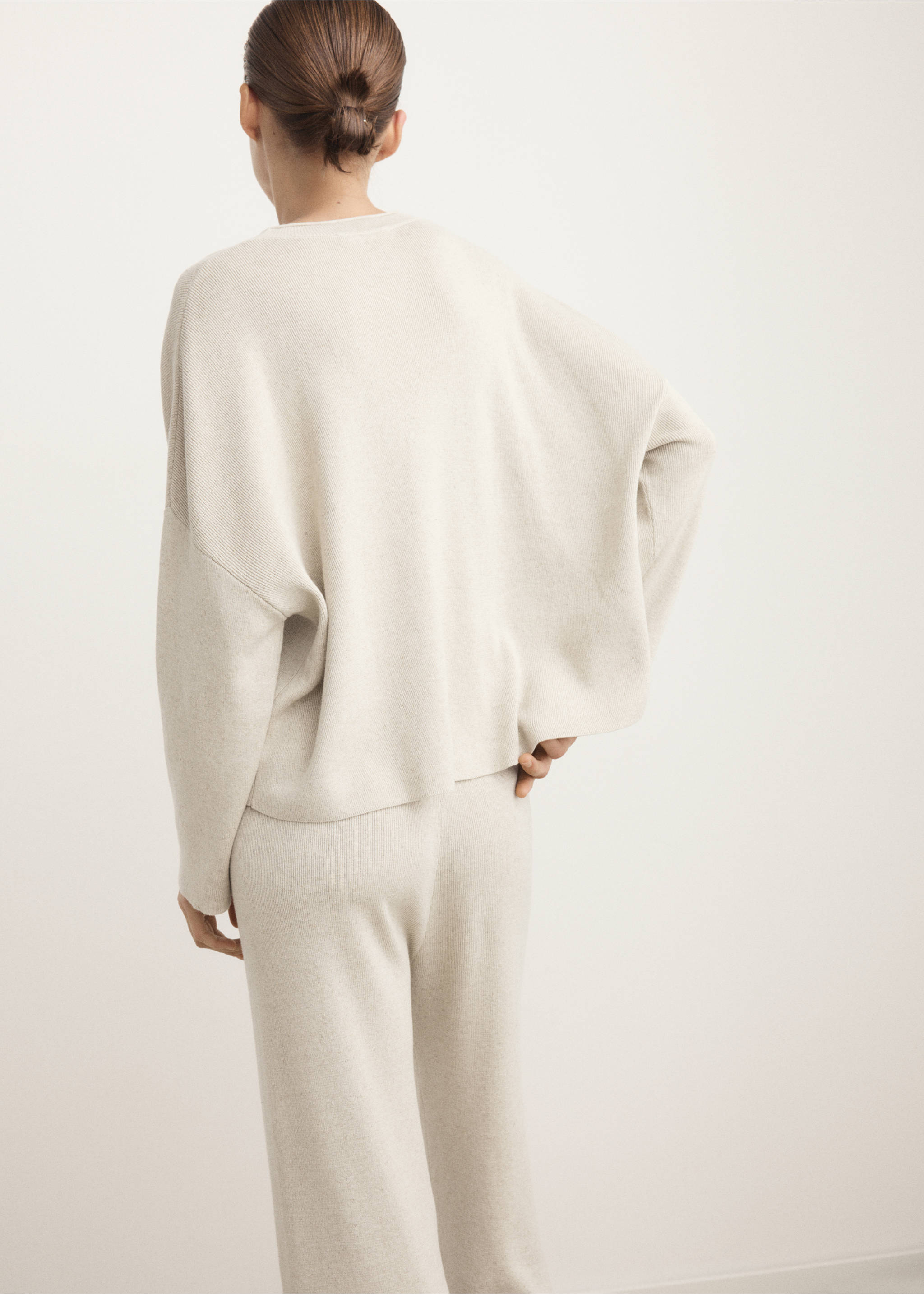 Fluid sweatshirt in cotton-linen fabric - Reverse of the article, Beige. Ref: 27083317-00.
