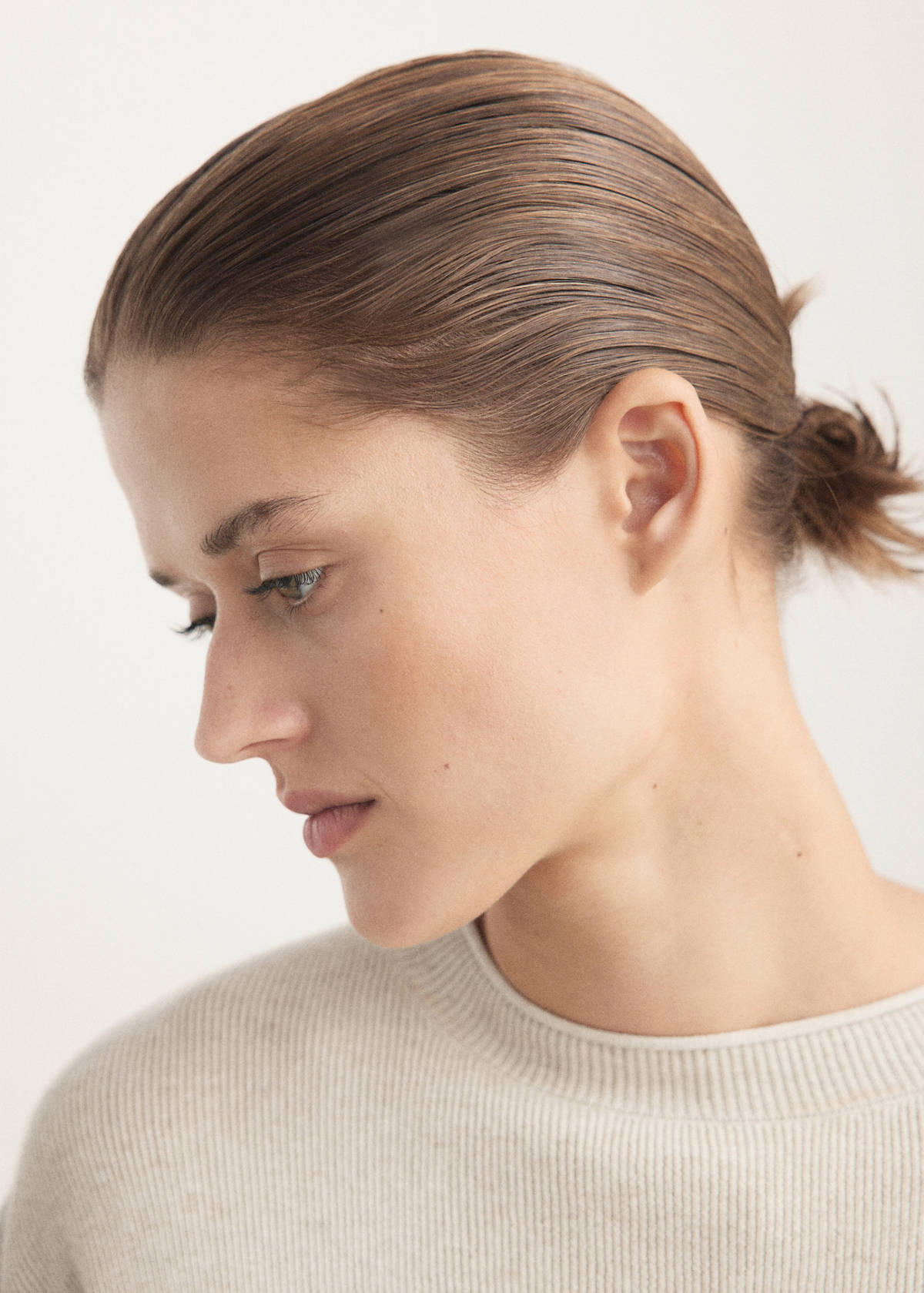 Fluid sweatshirt in cotton-linen fabric — Beige