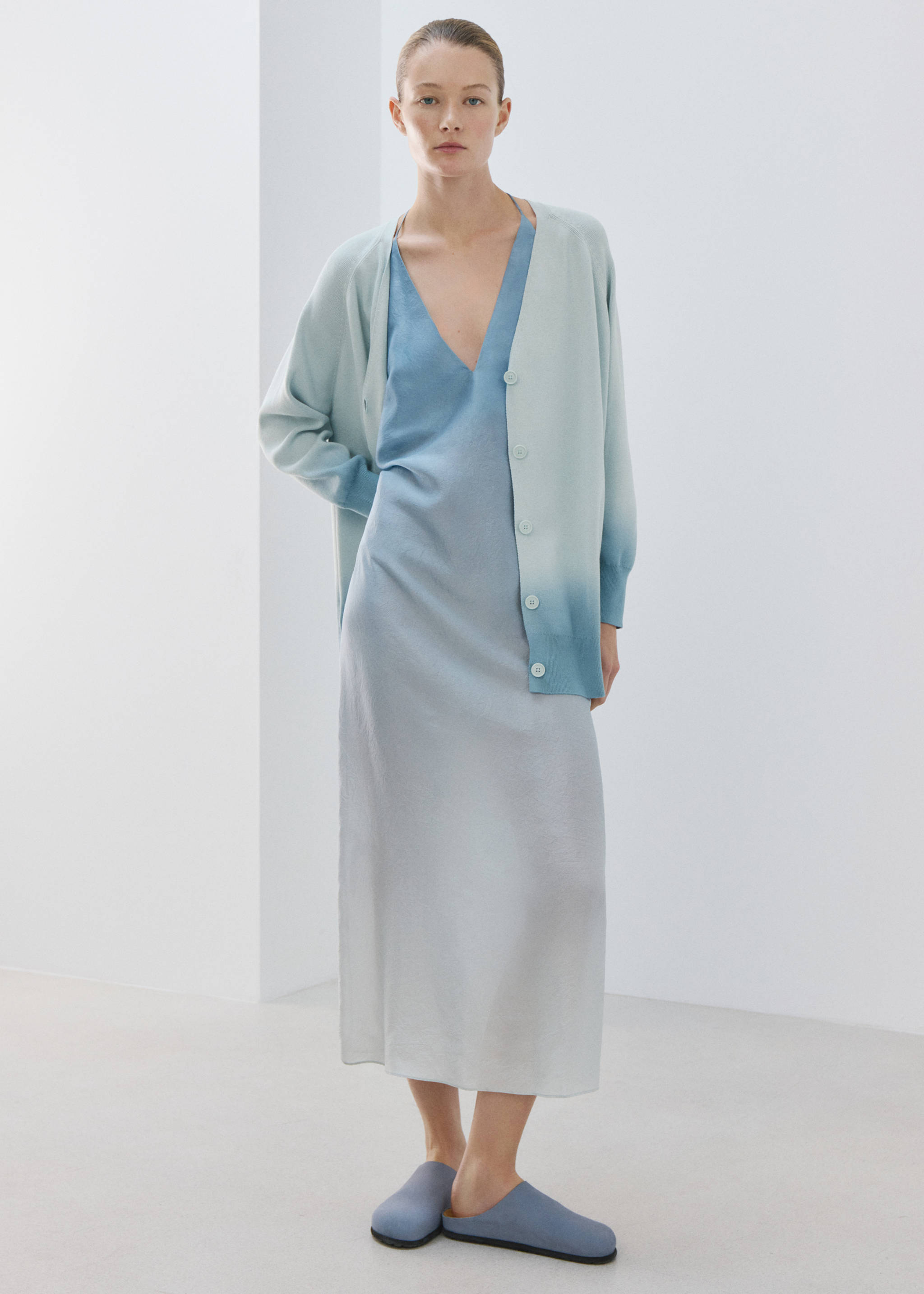 100% cotton gradient cardigan - General plane