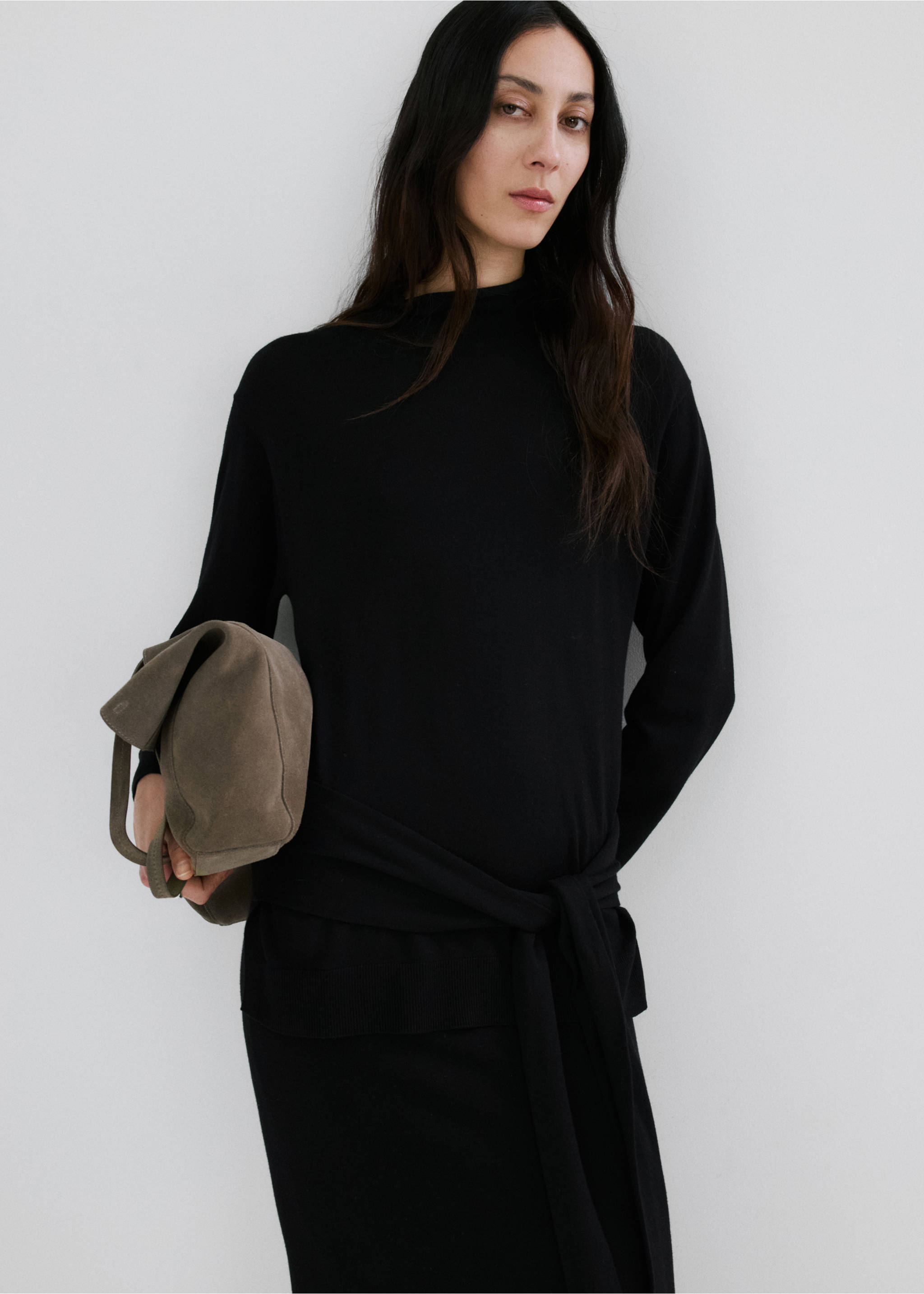 Turtleneck knit sweater - Medium plane, Black. Ref: 27083319-00.