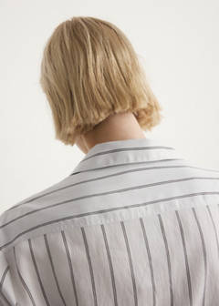 Striped pyjama shirt with front pocket — Grey 5