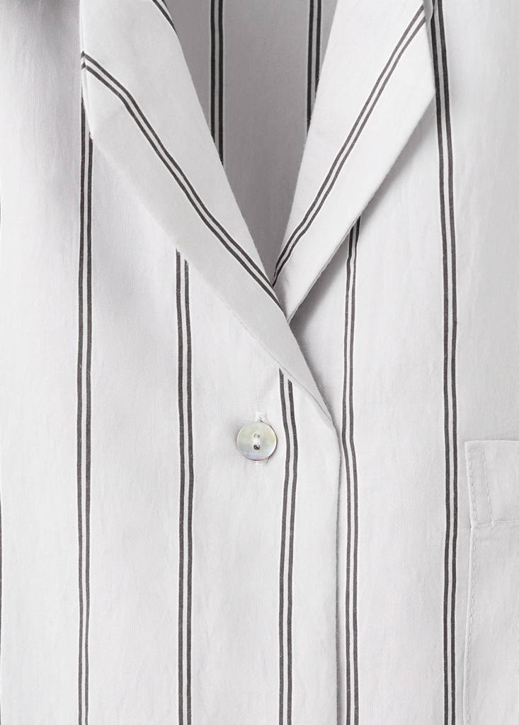 Striped pyjama shirt with front pocket — Grey