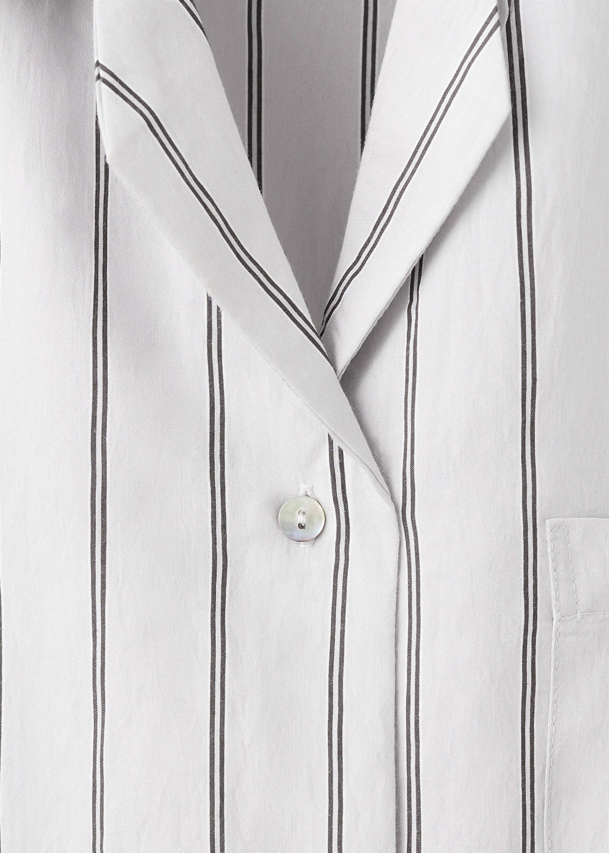 Striped pyjama shirt with front pocket — Grey