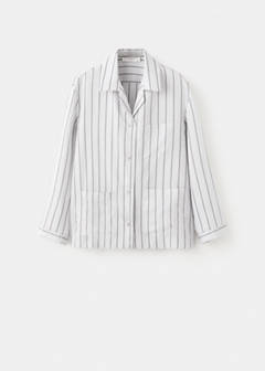 Striped pyjama shirt with front pocket — Grey 6