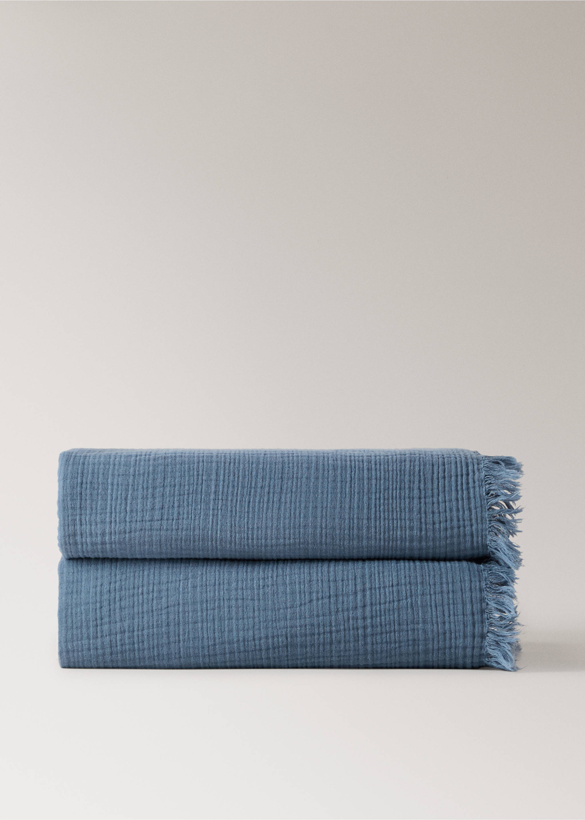 Cotton gauze blanket - Article without model, Indigo Blue. Ref: 27083322-00.