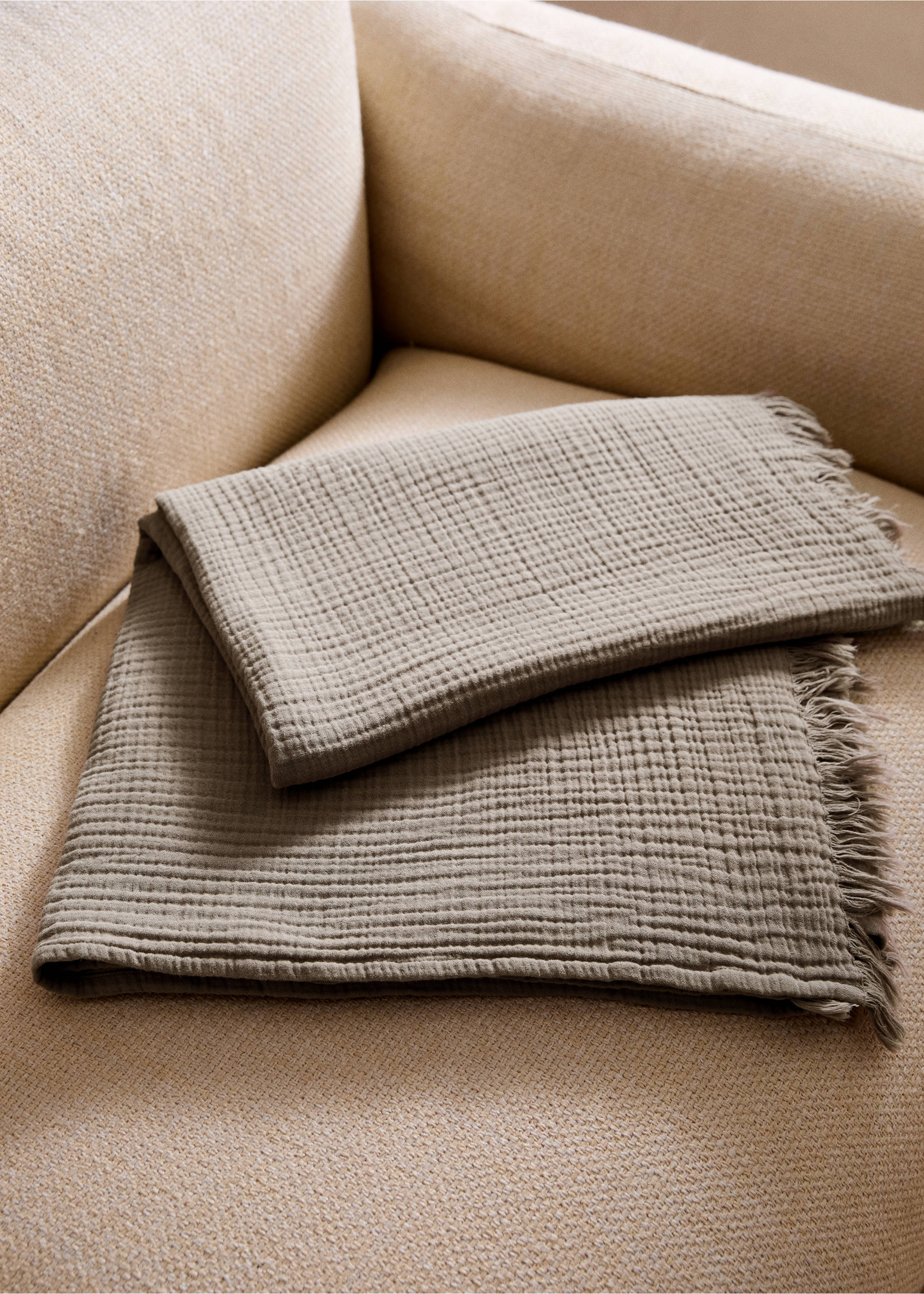 Cotton gauze blanket - General plane, Light/Pastel Brown. Ref: 27083322-00.