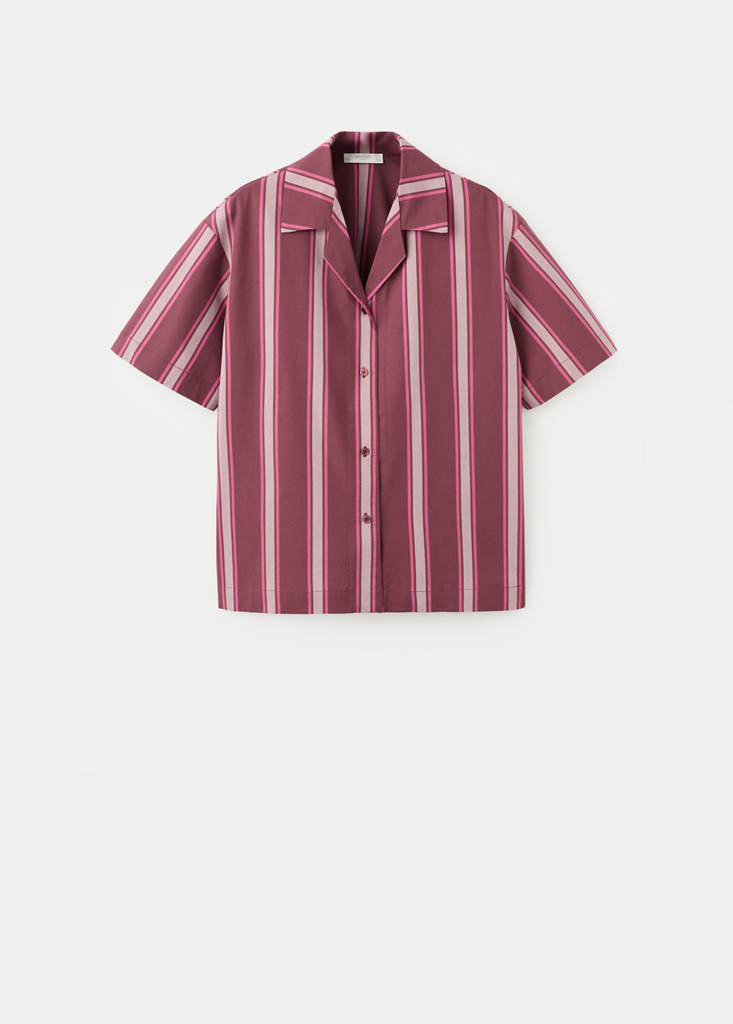 Short-sleeve striped pyjama top — Fuchsia