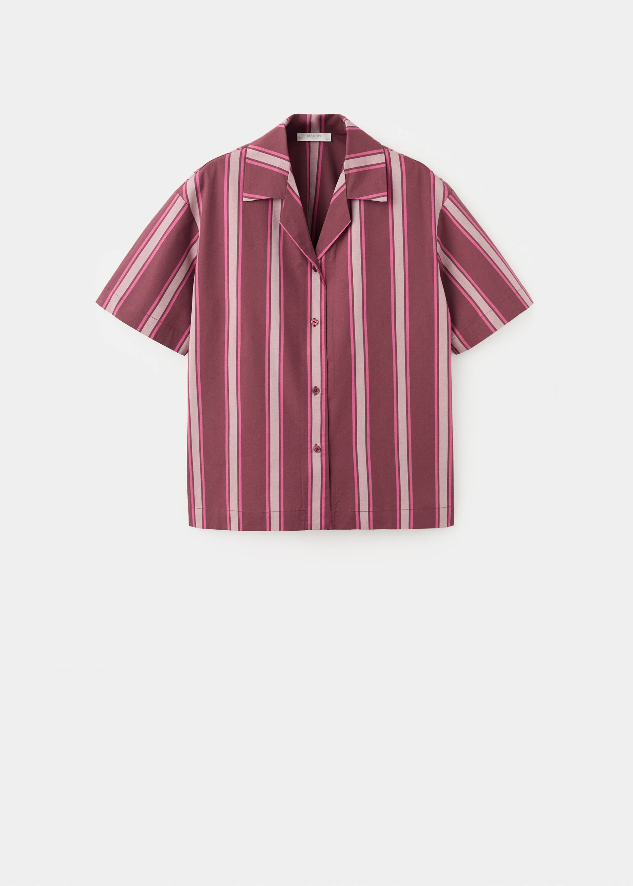 Short-sleeve striped pyjama top - Article without model, Fuchsia. Ref: 27083324-00.