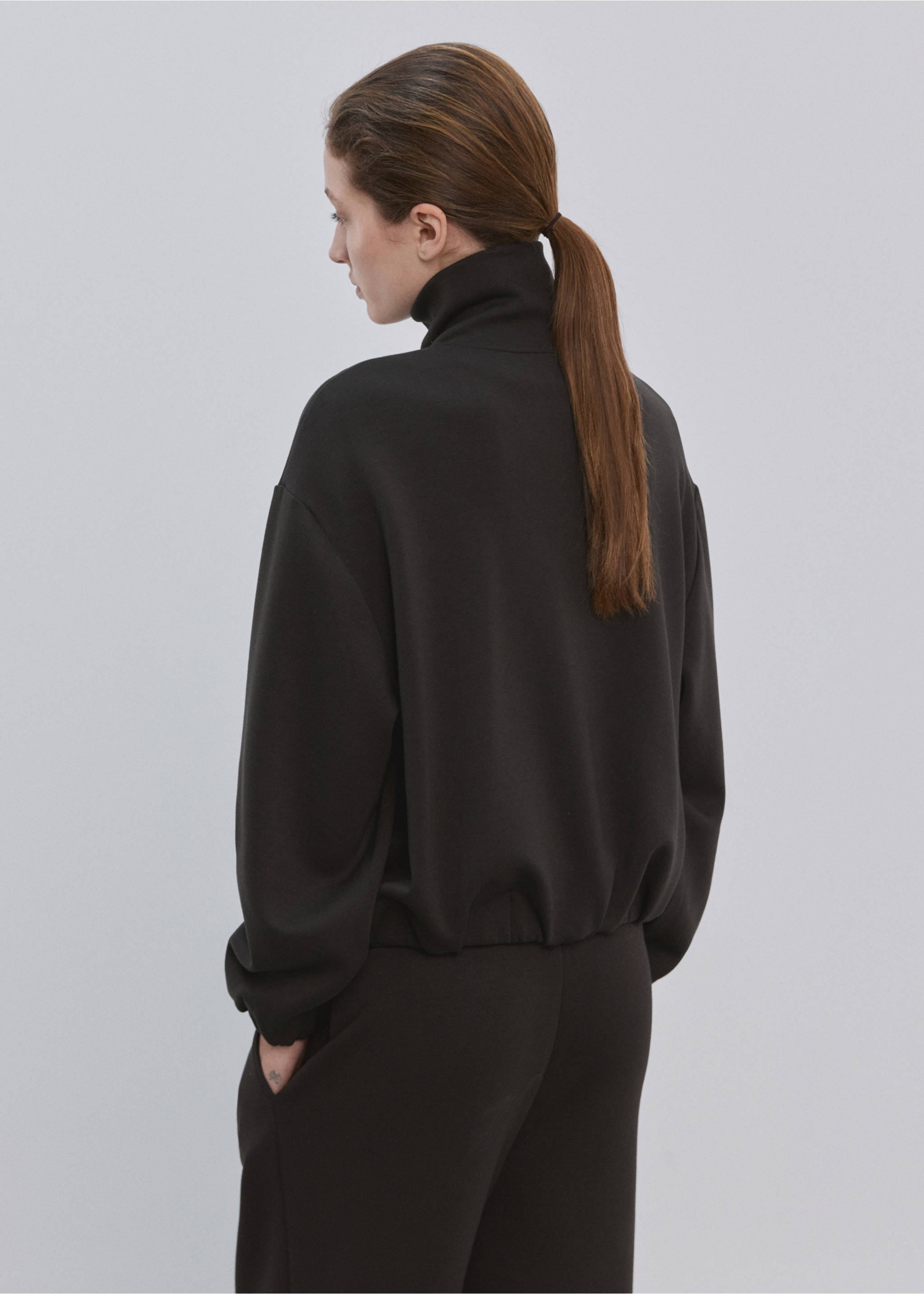 Balloon sleeve sweatshirt - Reverse of the article, Chocolate. Ref: 27083325-01.