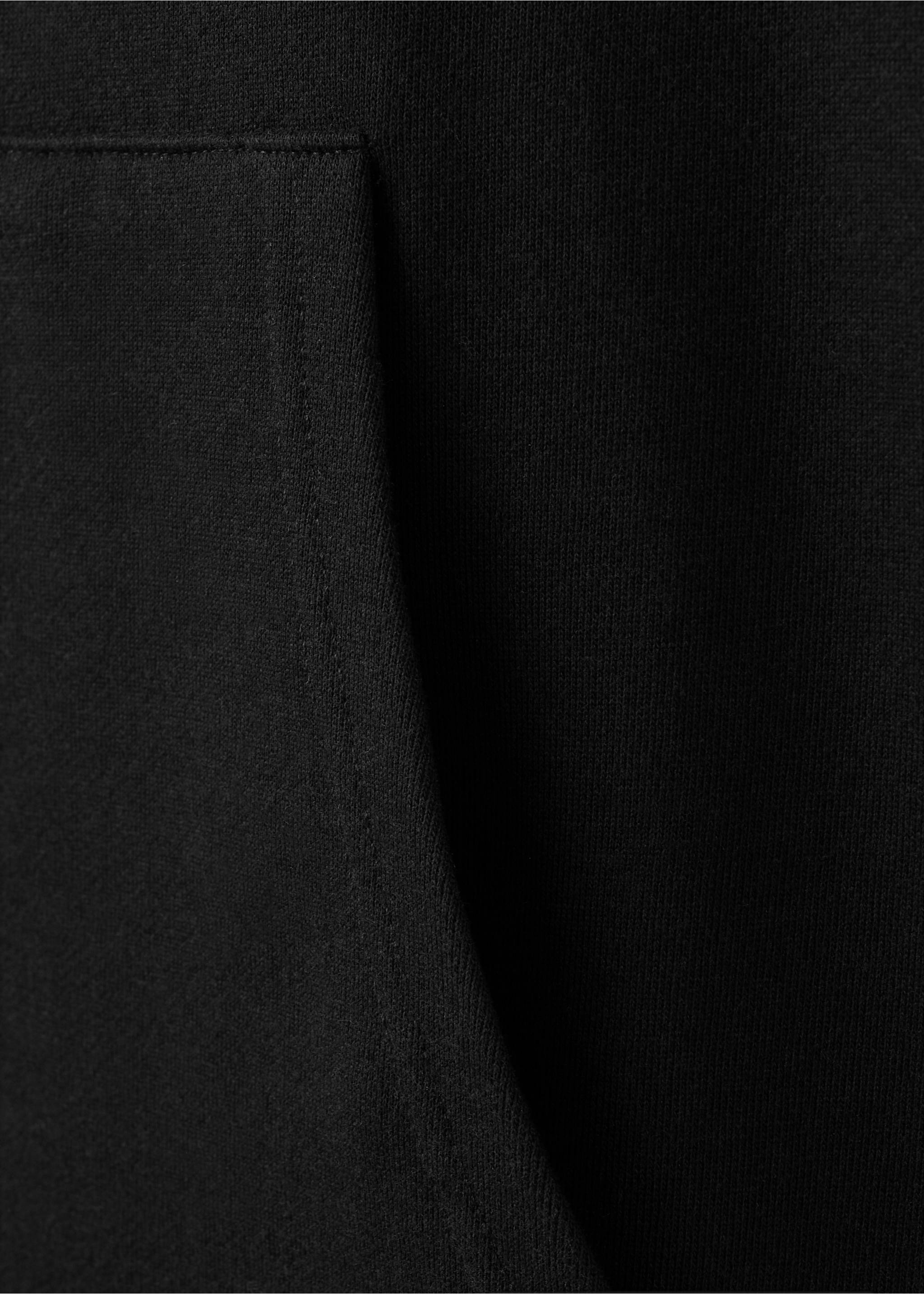 Gaun tidur pendek dengan detail tudung dan ritsleting - Rincian barang 8, Hitam. Ref: 27083326-00.