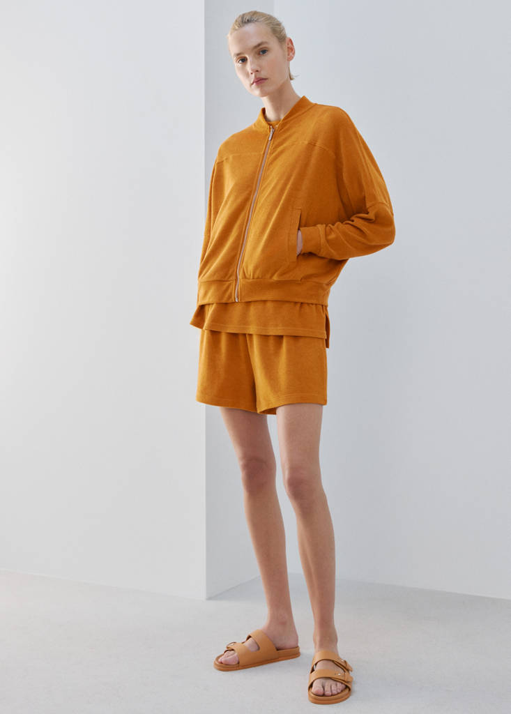 Terry cotton cardigan — Orange