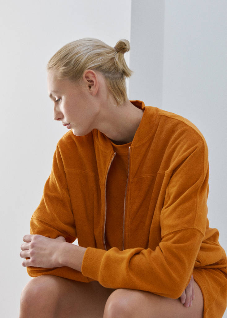 Terry cotton cardigan — Orange
