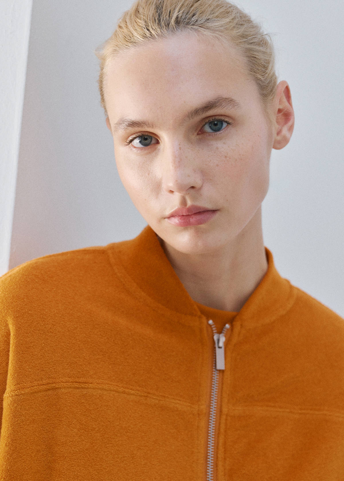 Terry cotton cardigan — Orange