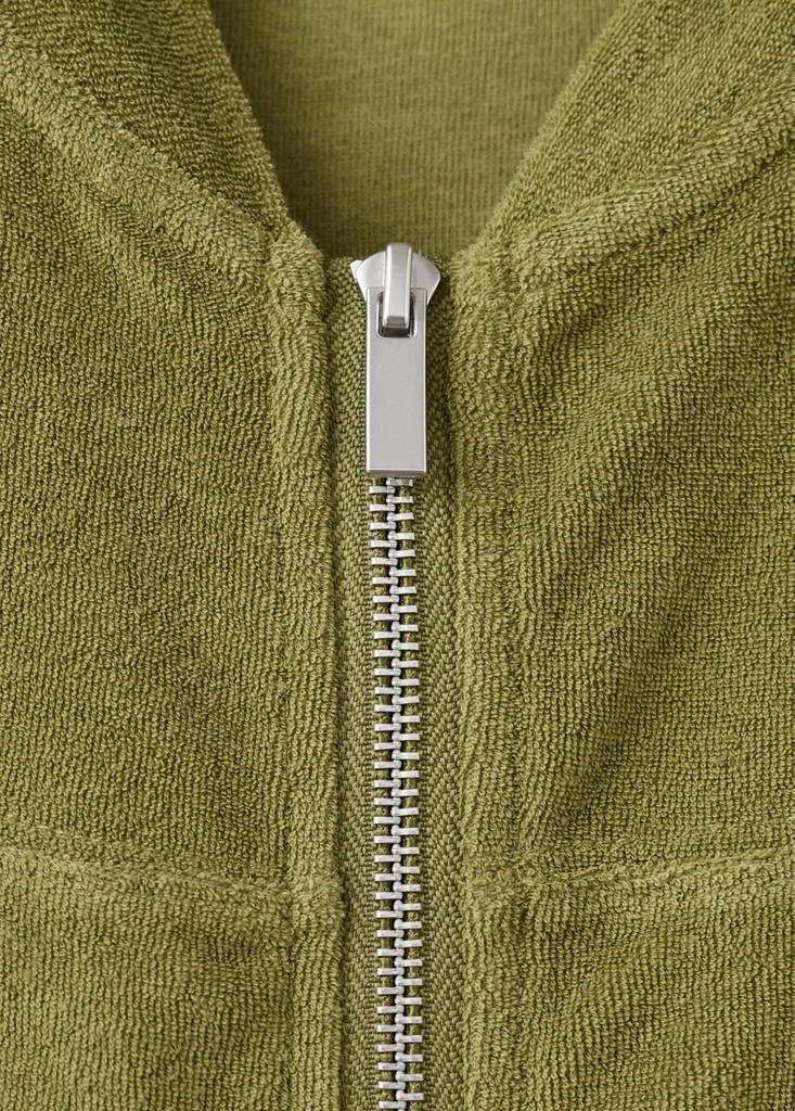 Terry cotton cardigan — Khaki