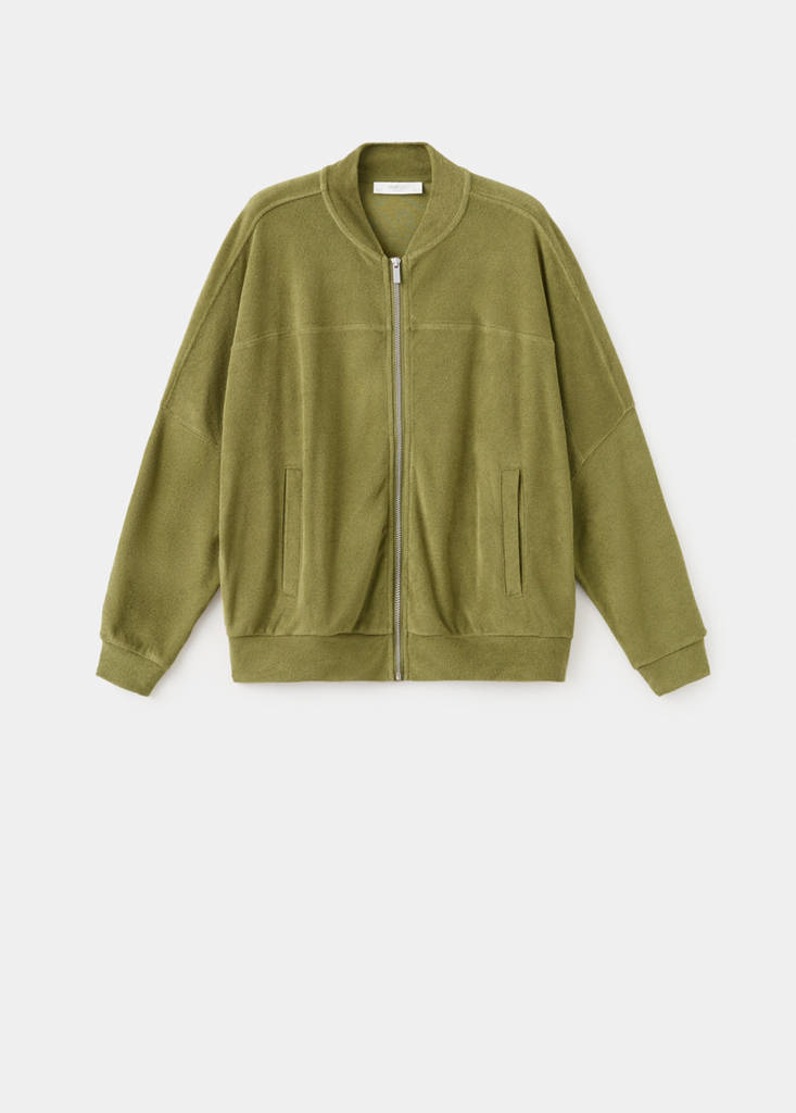 Terry cotton cardigan — Khaki