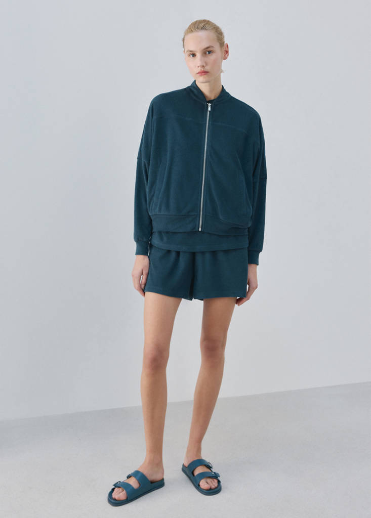 Terry cotton cardigan — Blue