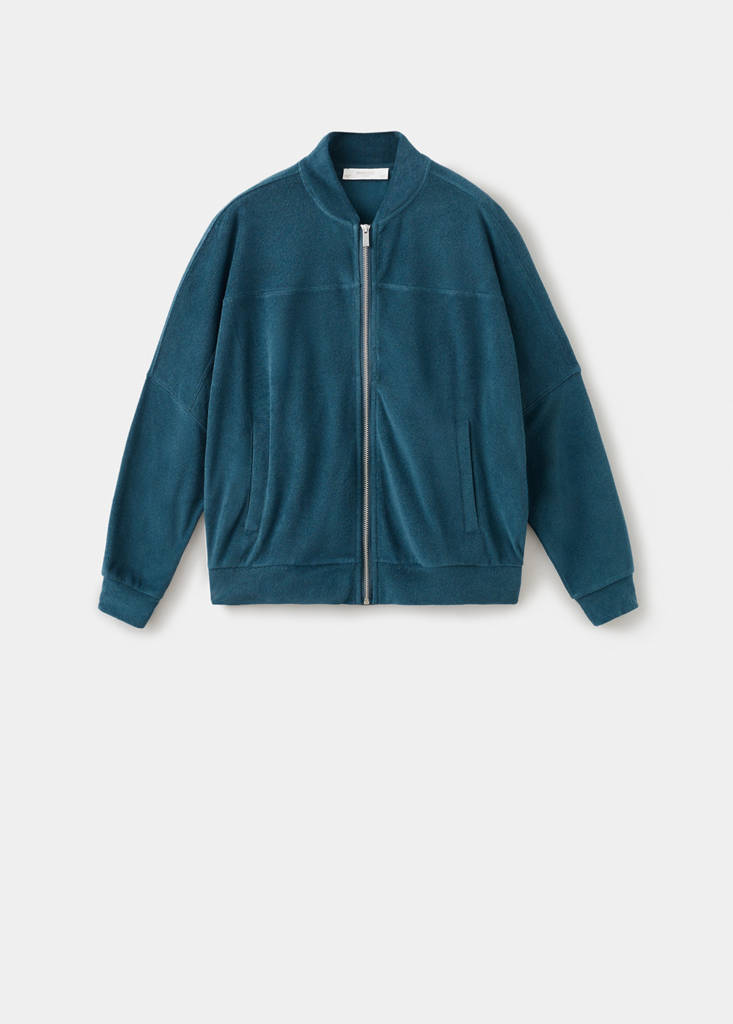 Terry cotton cardigan — Blue