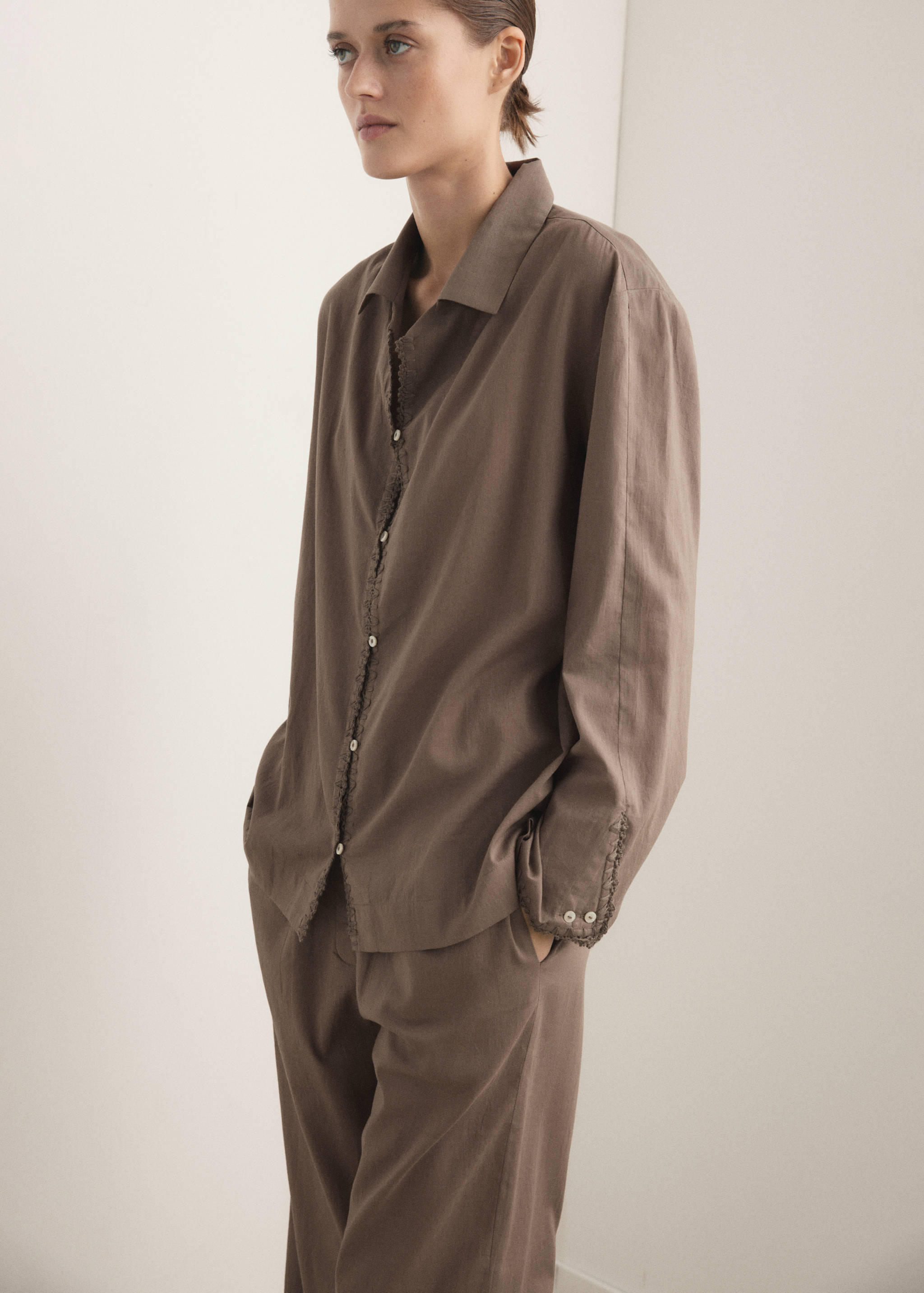 Long cotton pyjama top - Medium plane