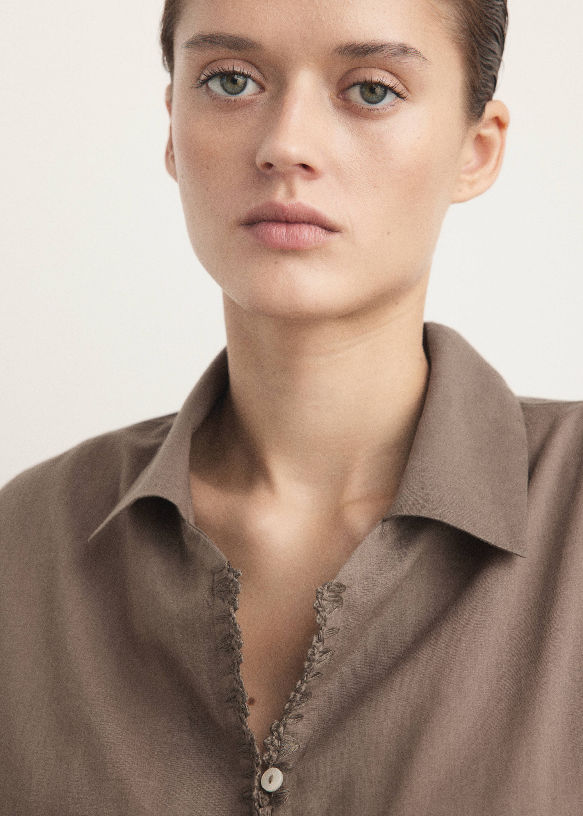 Long cotton pyjama top - Details of the article 1