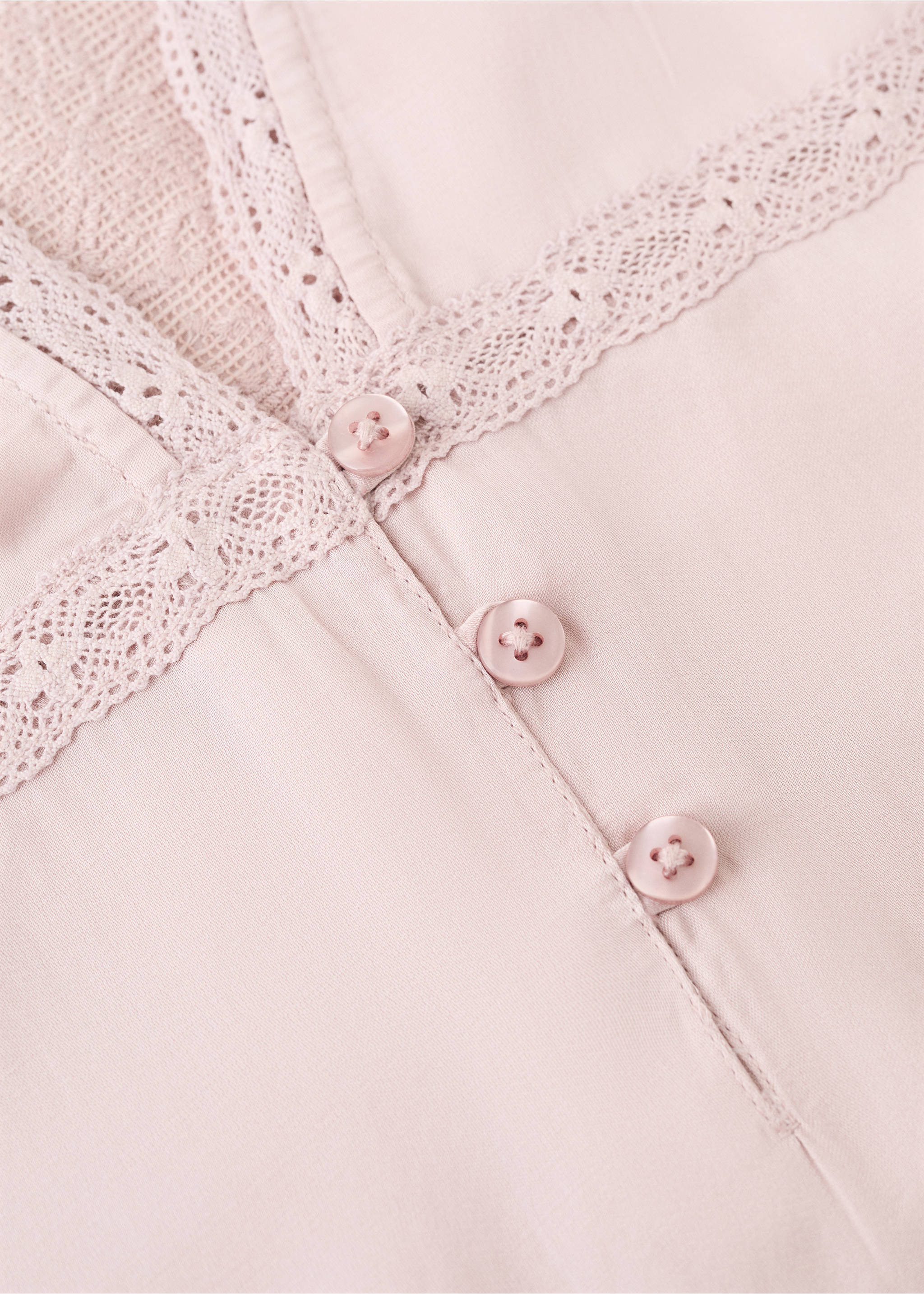 Embroidered finish pyjama top - Details of the article 8, Pale Pink. Ref: 27083331-00.
