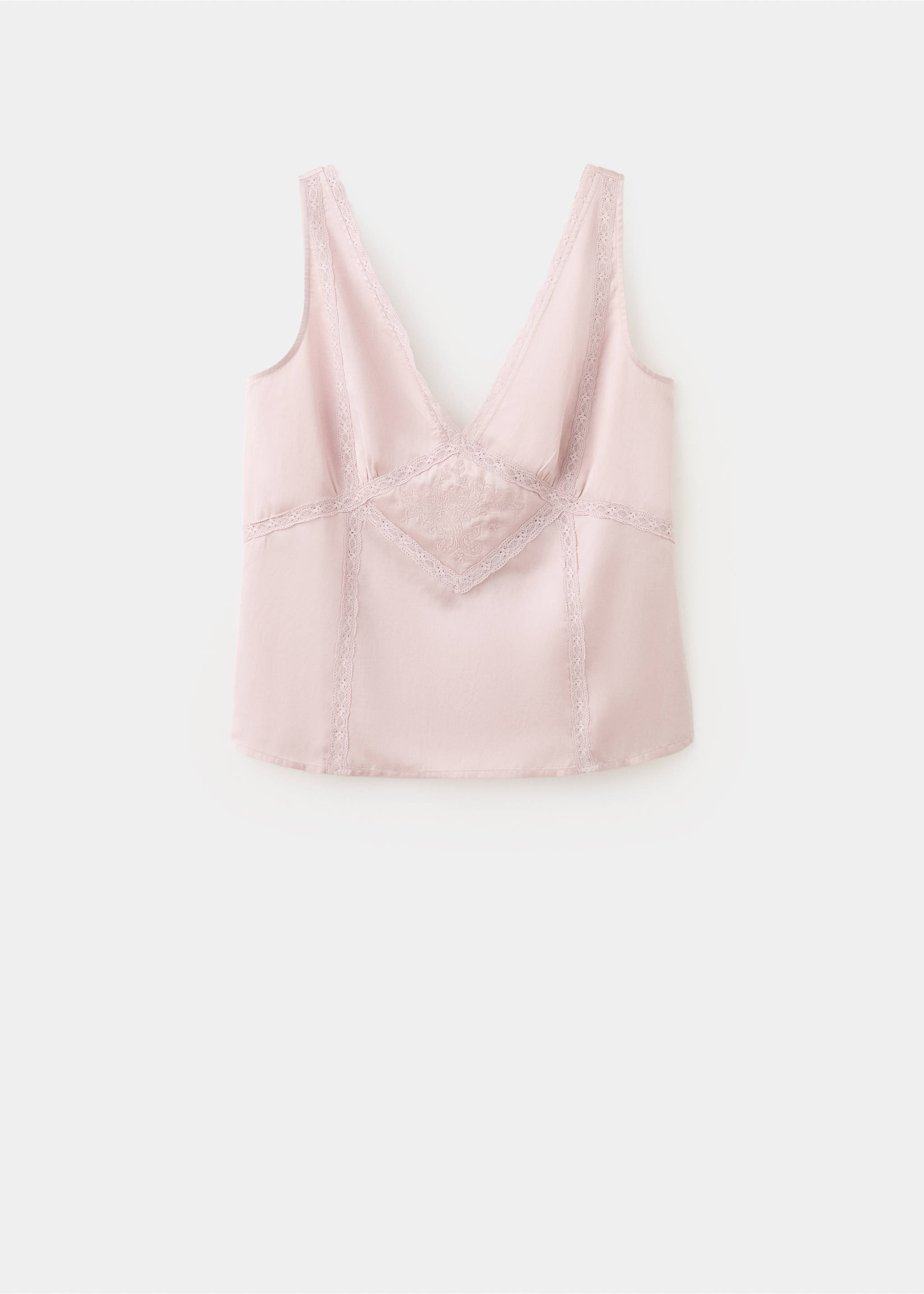Embroidered finish pyjama top - Article without model, Pale Pink. Ref: 27083331-00.