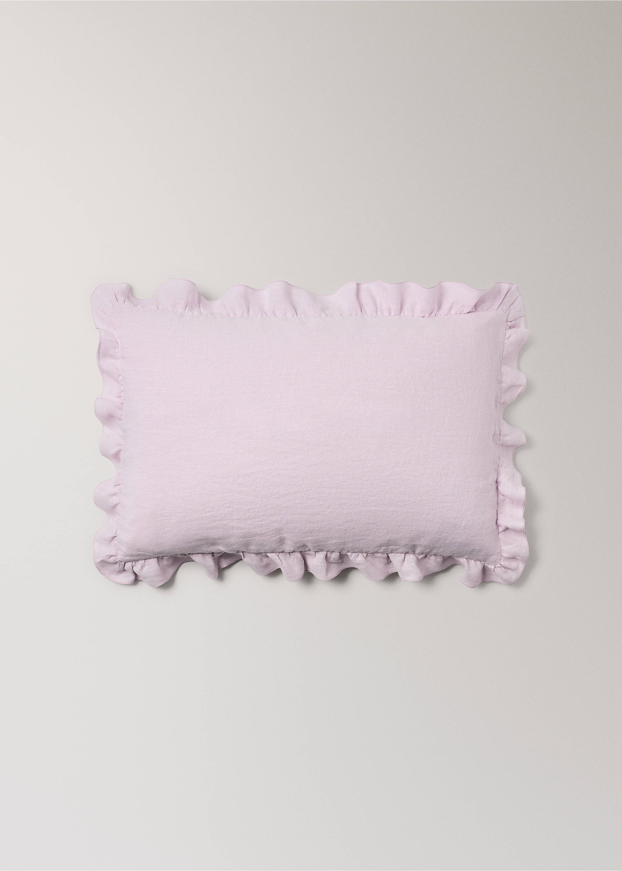 100% linen cushion cover with ruffle 40x60 cm - Article without model, Lilac. Ref: 27083332-00.