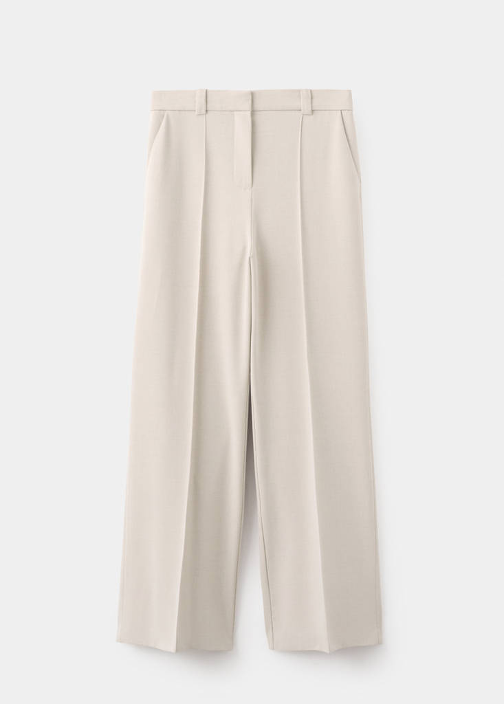Straight mid-rise trousers — Ivory White