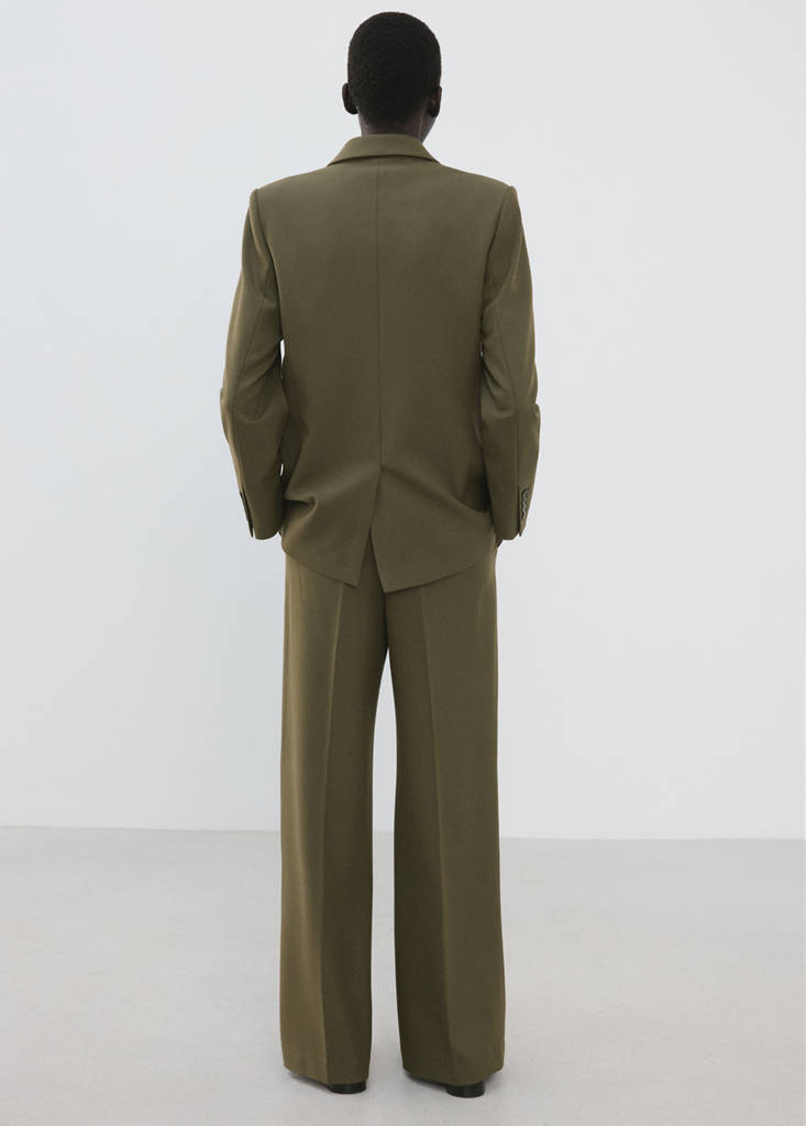Straight mid-rise trousers — Khaki