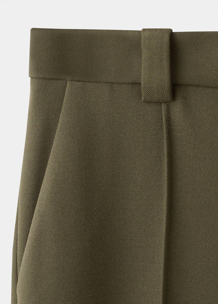 Straight mid-rise trousers — Khaki