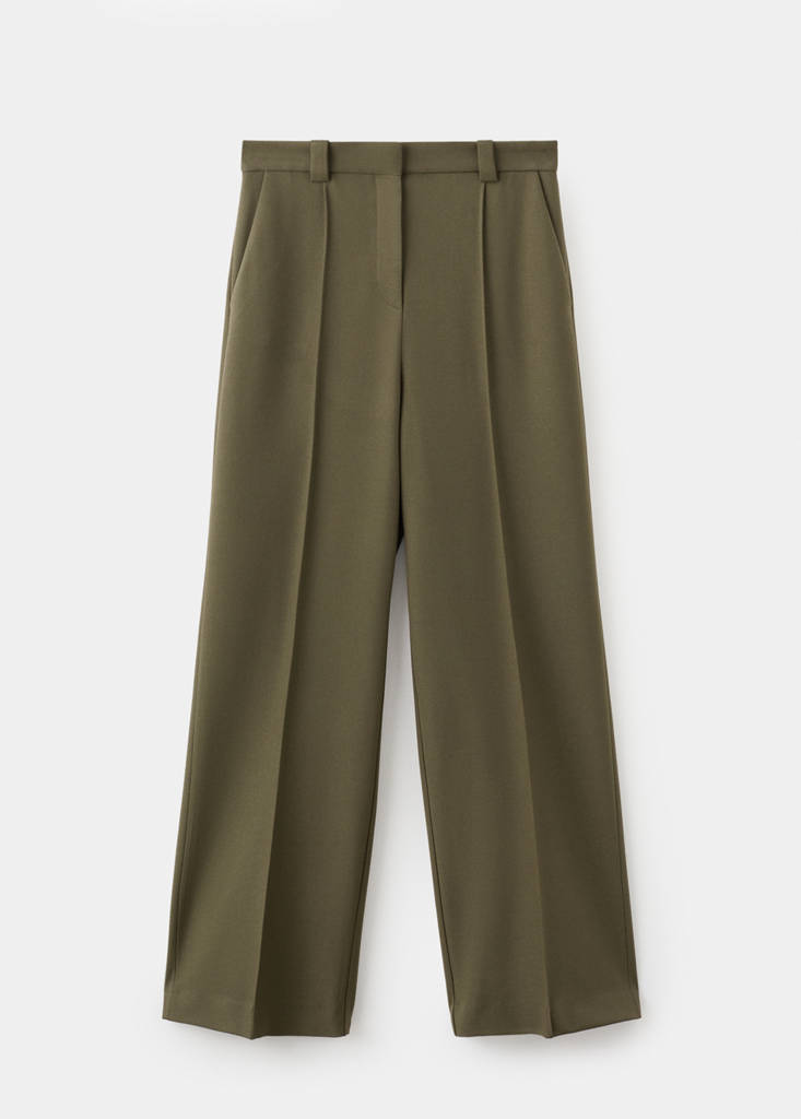 Straight mid-rise trousers — Khaki