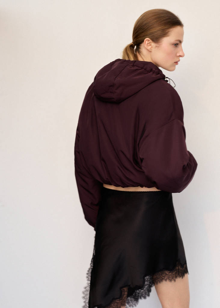 Oversized hooded jacket — Maroon