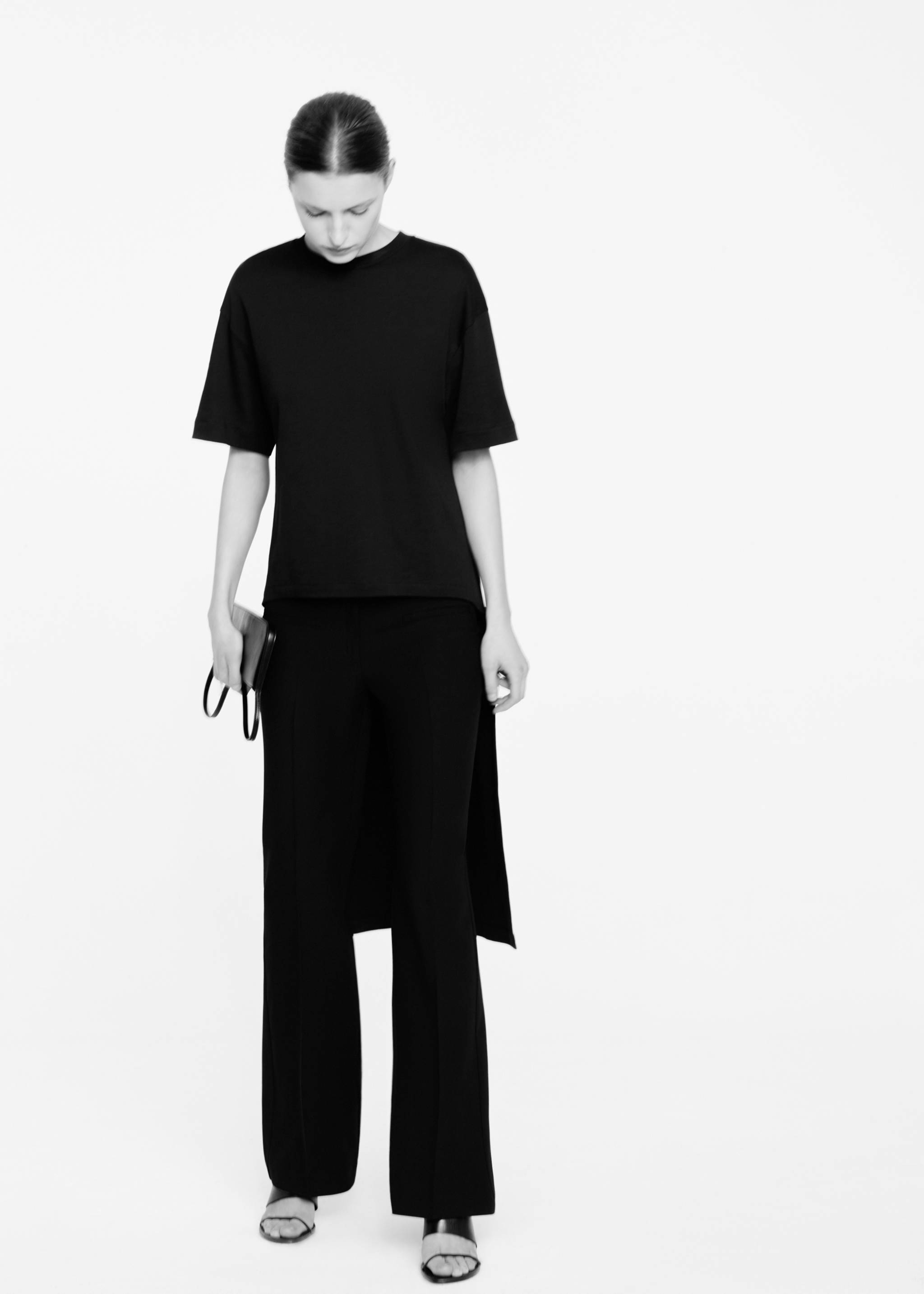 Straight-leg trousers with belt loops - Medium plane, Black. Ref: 27083342-00.