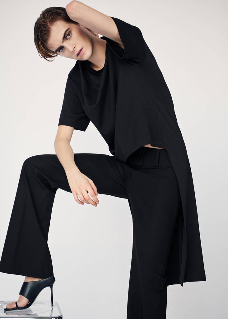 Straight-leg trousers with belt loops — Black