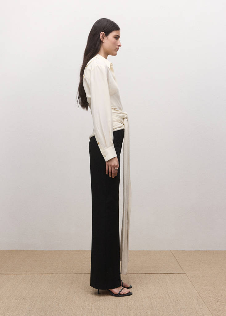 Straight-leg trousers with belt loops — Black