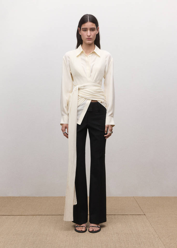 Straight-leg trousers with belt loops — Black