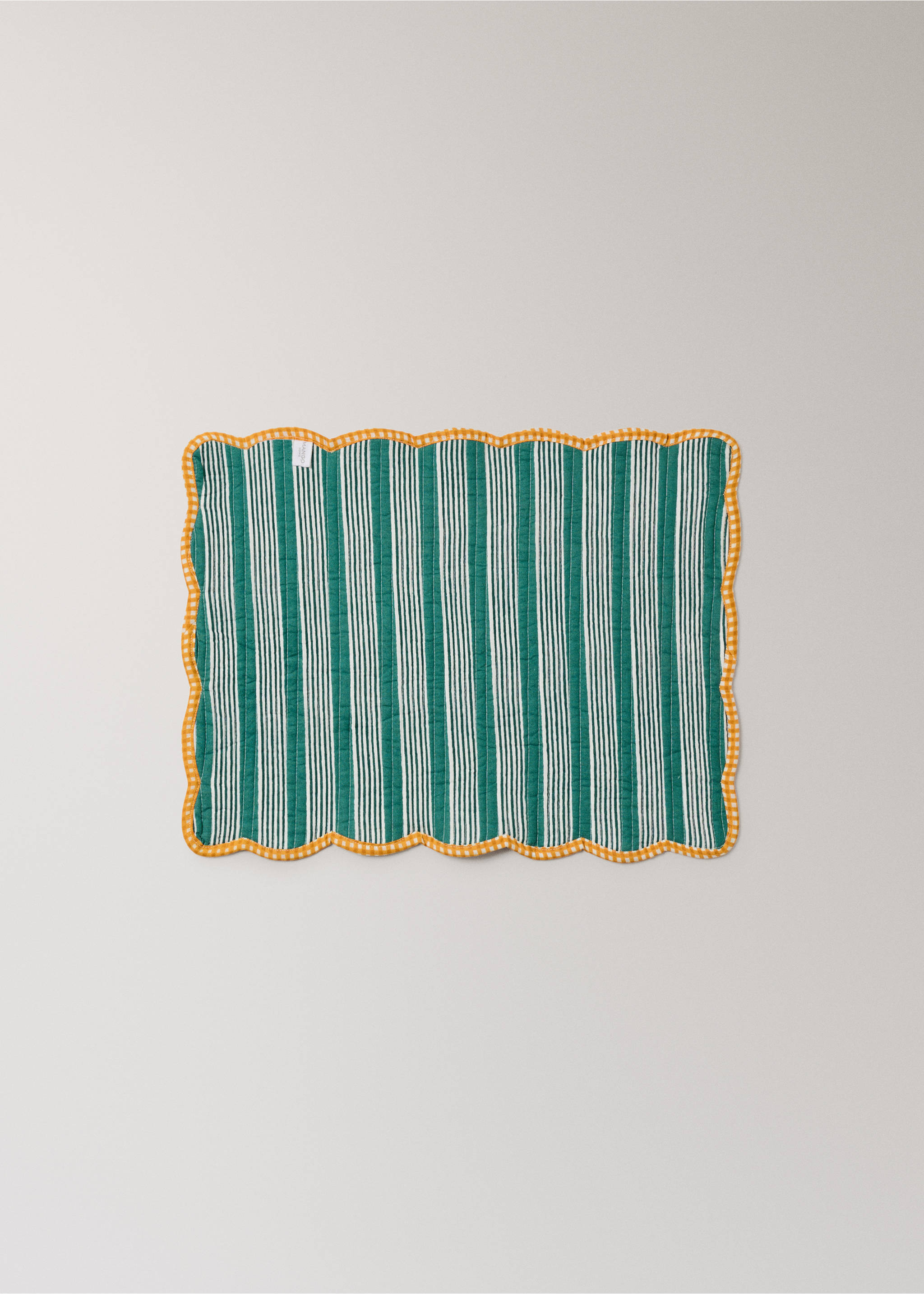 Reversible quilted cotton placemat - Details of the article 1, Yellow. Ref: 27083343-00.