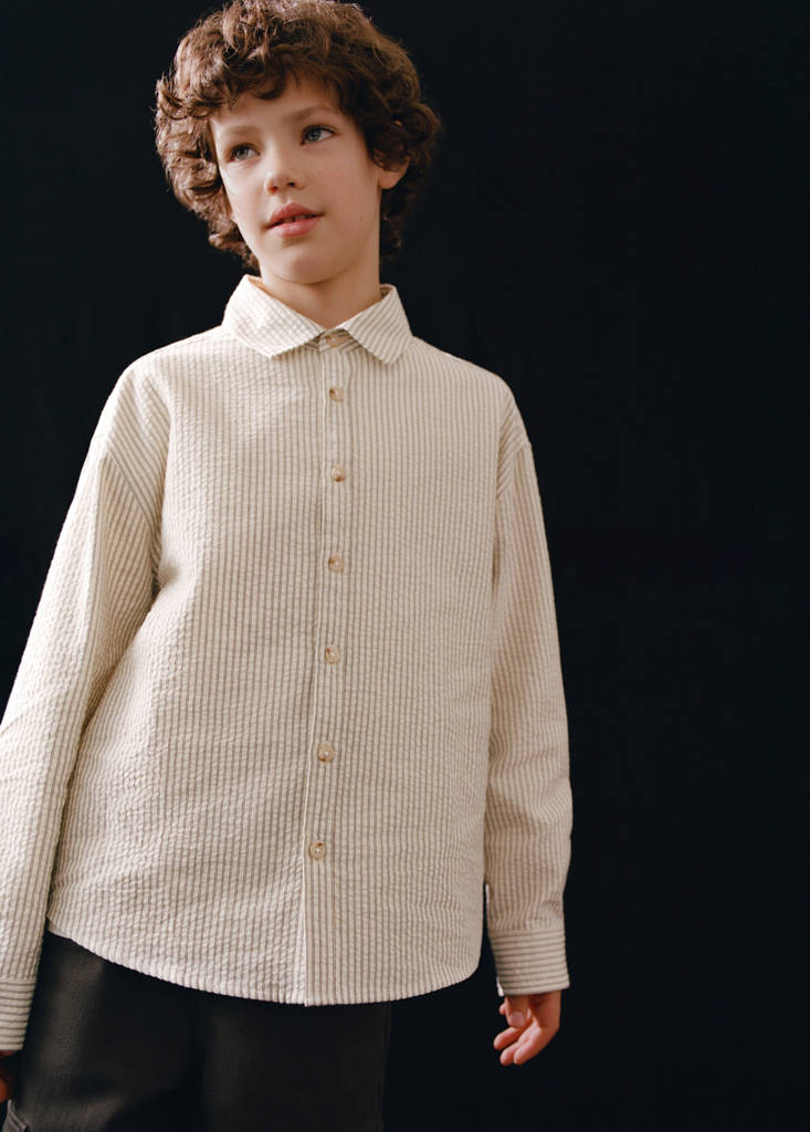 Striped cotton shirt — Ecru