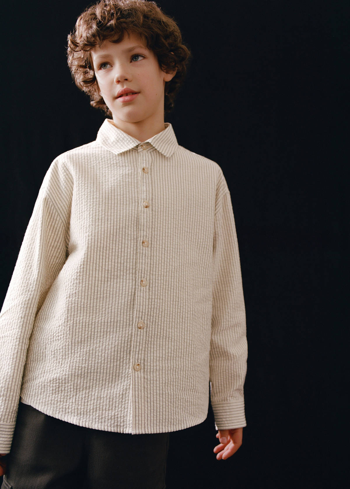 Striped cotton shirt — Ecru