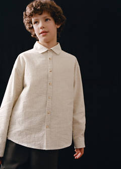 Striped cotton shirt — Ecru 1