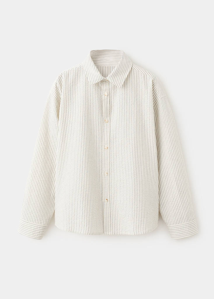 Striped cotton shirt — Ecru