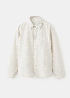 Striped cotton shirt — Ecru 2