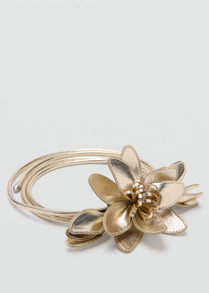 Metallisierter Blumen-Gürtel — Gold