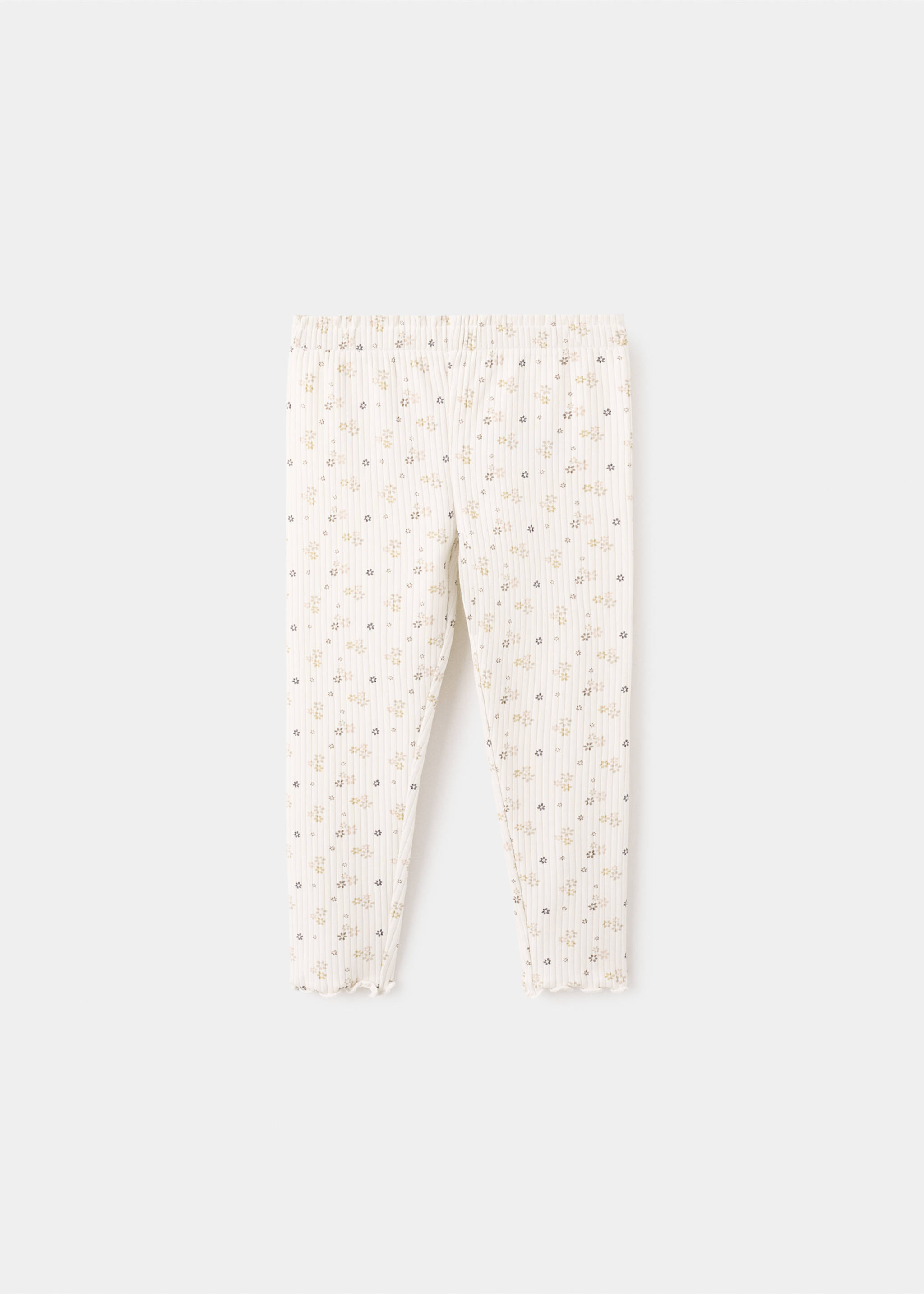 Ribbed floral leggings - Article without model, Ecru. Ref: 27083714-00.