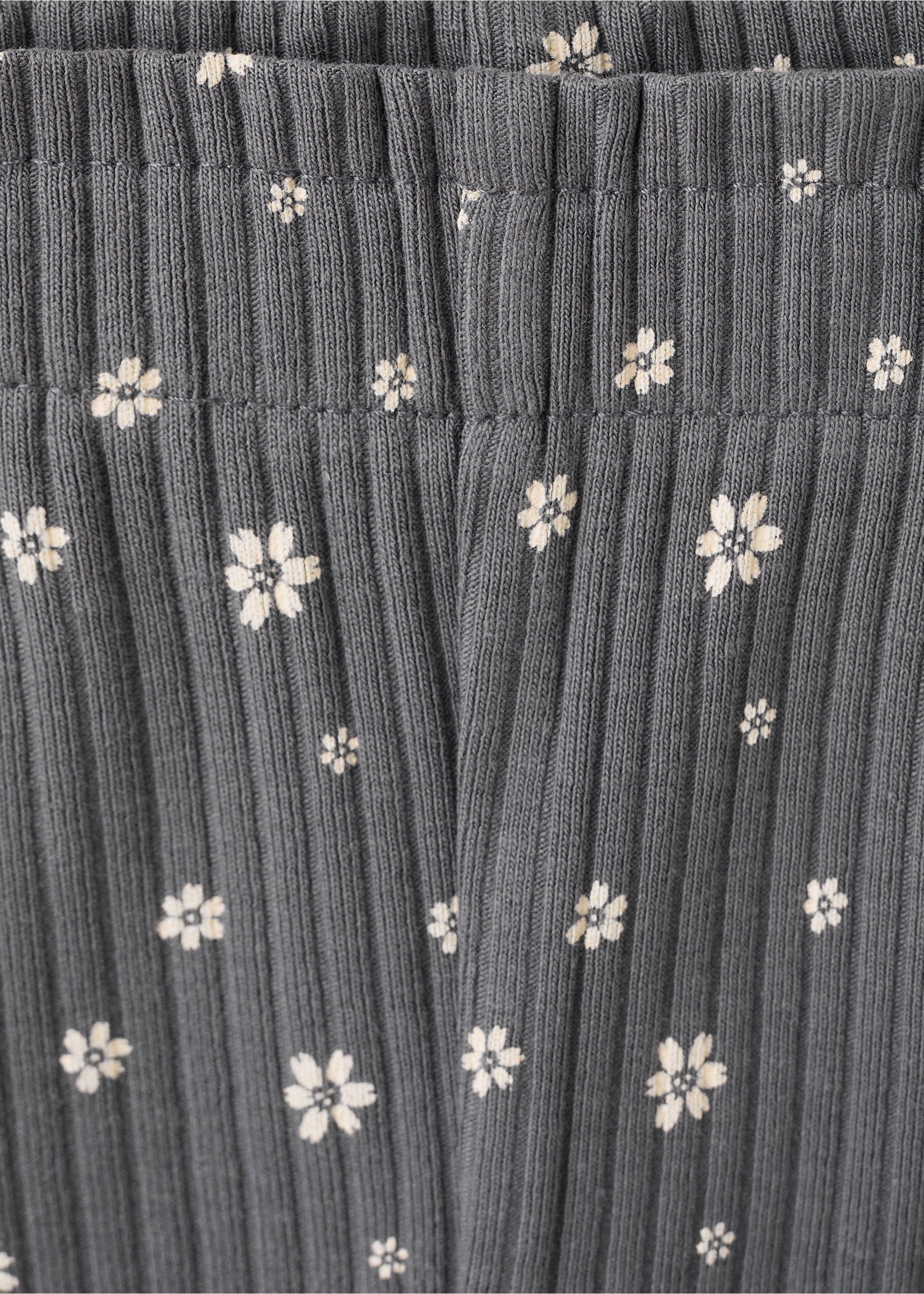 Ribbed floral leggings - Details of the article 8, Charcoal. Ref: 27083714-00.